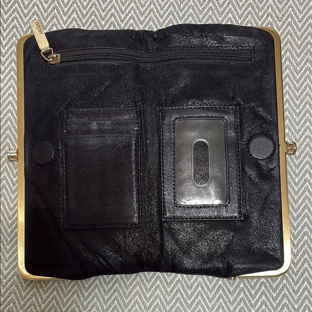 HOBO Black Wallet with Gold Accents